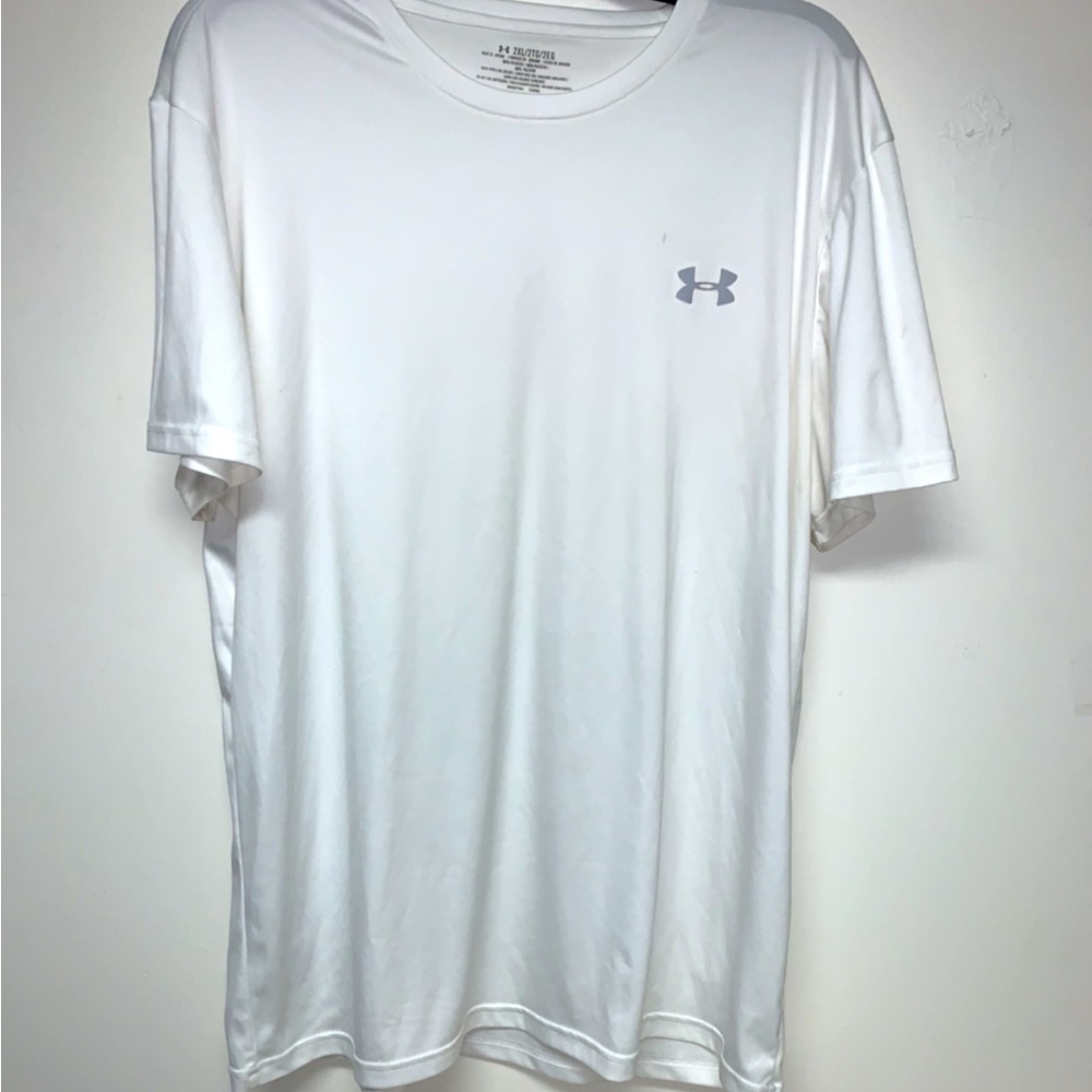 Mens Plus Size White Under Armour Short Sleeve Shirt XXL